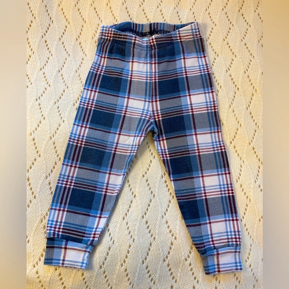 The Children’s Place Toddler Leggings Blue Burgundy Plaid Boys or Girls 9-12 M